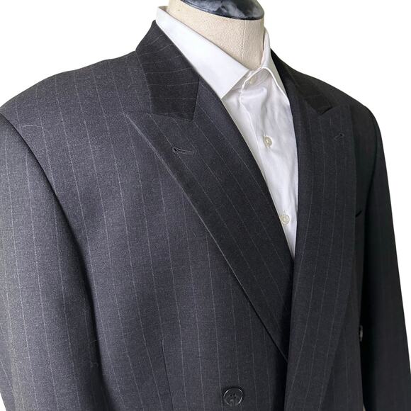 Joseph Abboud Men 46L Double Breasted Blazer Sport Coat BLazer Super 100s - Picture 3 of 12